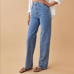 Reformation Hailey Pinstripe Wide Leg Jean Size 24